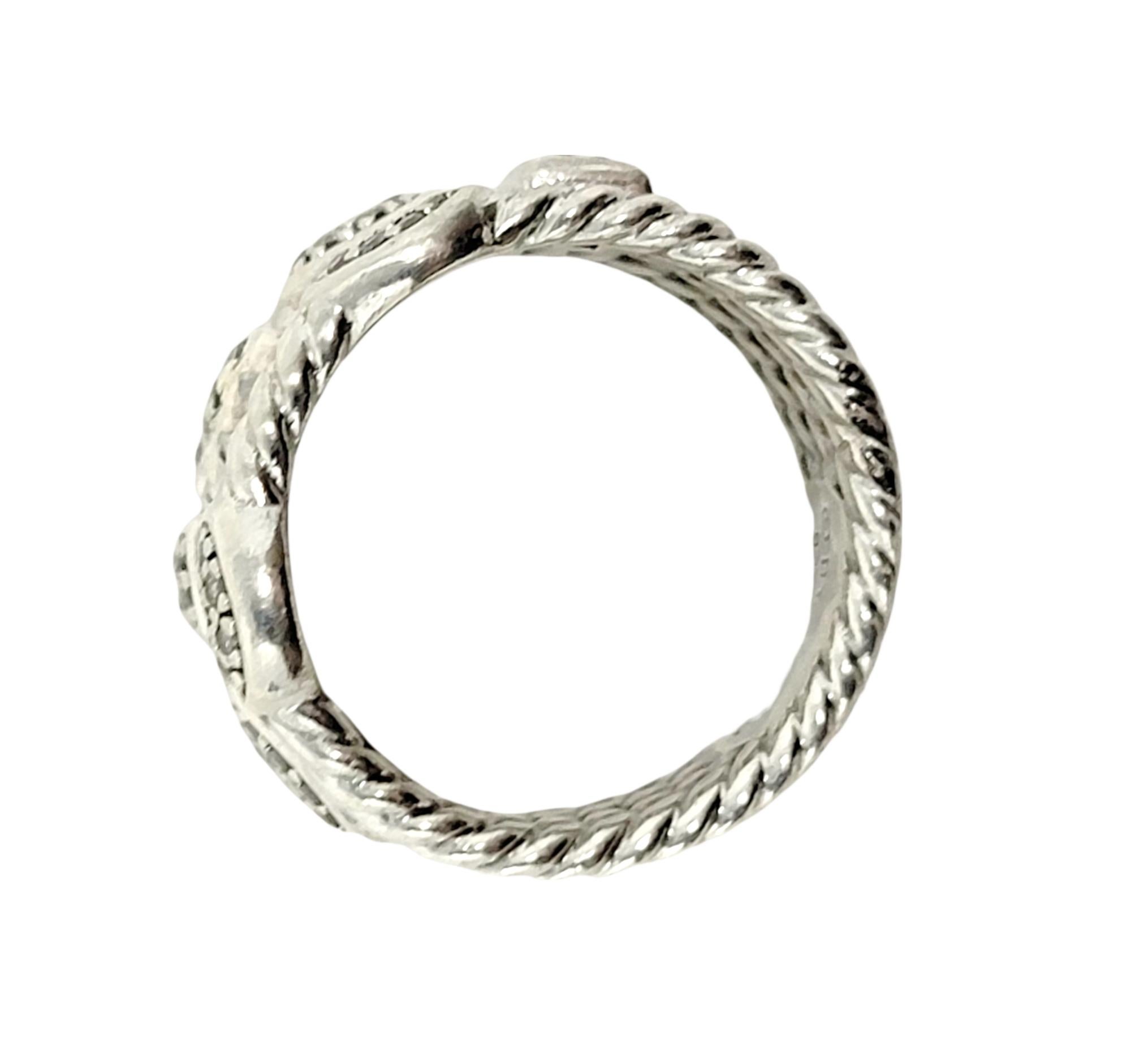 David Yurman Pave Diamond Confetti 4 Row Cable Ring in Sterling Silver In Good Condition In Scottsdale, AZ