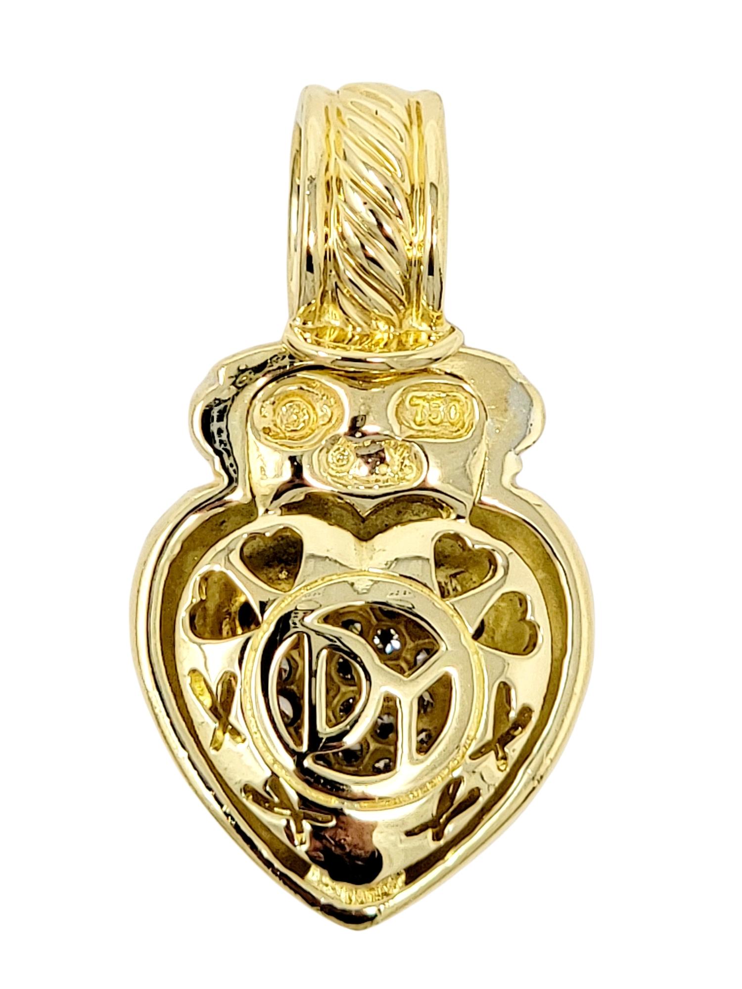 Women's David Yurman Pave Diamond Large Heart Pendant in 18 Karat Yellow Gold