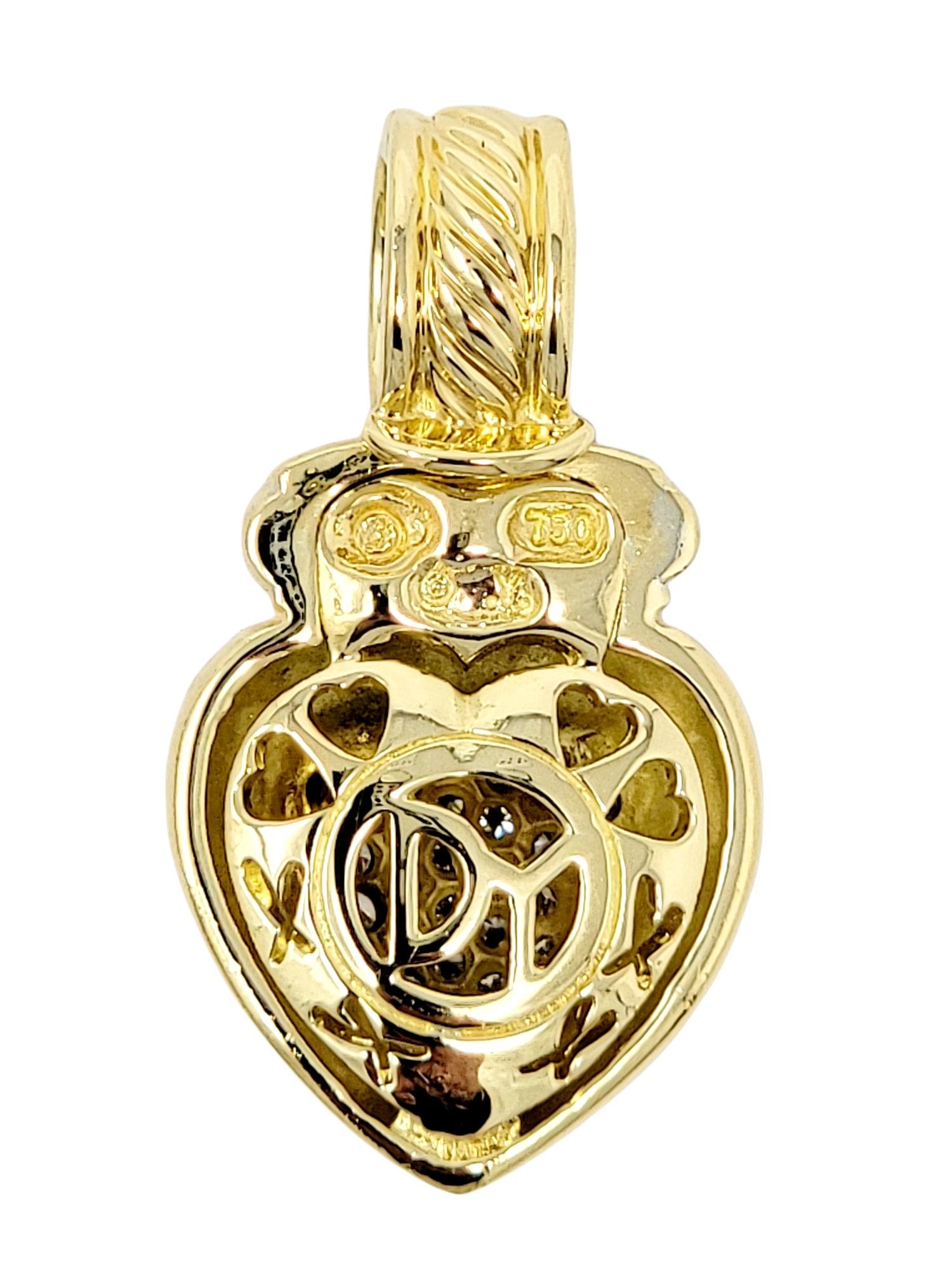 Women's David Yurman Pave Diamond Large Heart Pendant in 18 Karat Yellow Gold