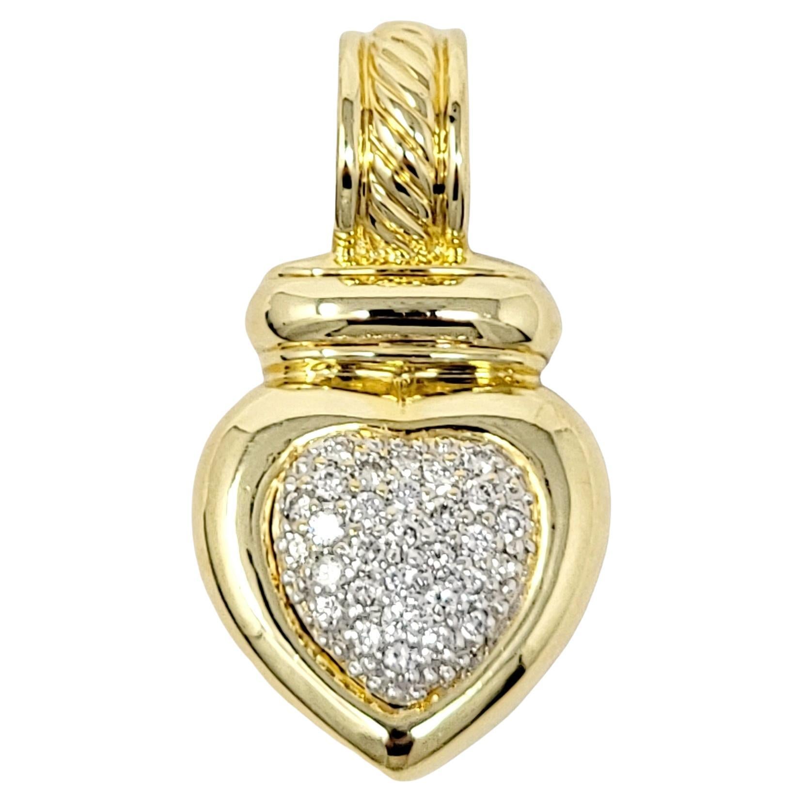 David Yurman Pave Diamond Large Heart Pendant in 18 Karat Yellow Gold