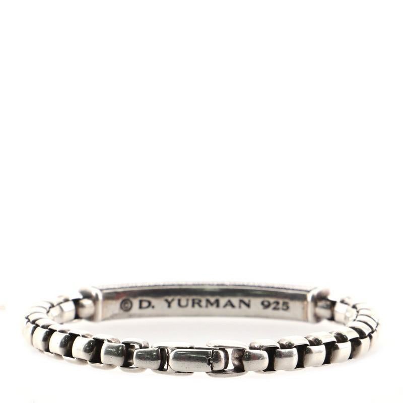 David Yurman Pave ID Box Kette Armband Sterling Silber mit grauem Sapphir im Zustand „Gut“ in New York, NY