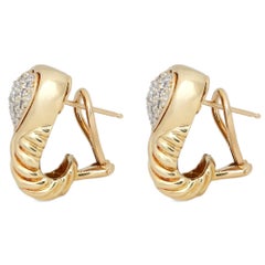 David Yurman Pave Round Diamond Heart Shrimp Ohrringe 18K Gelbgold