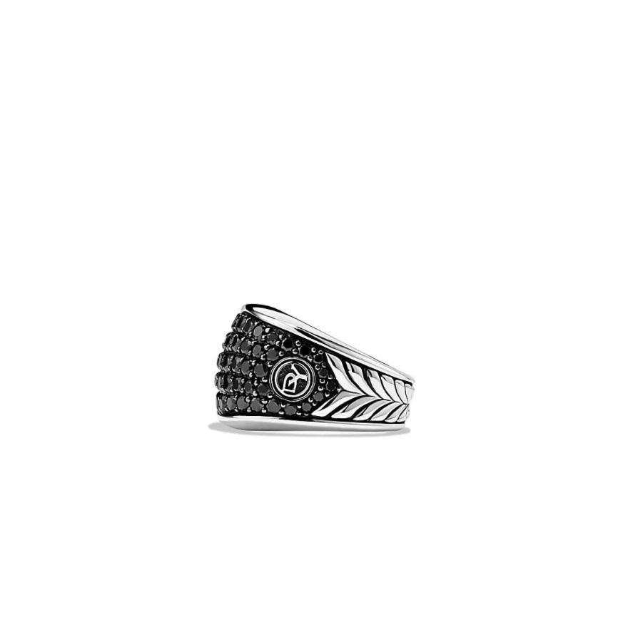 David Yurman Bague à trois côtés en pavé avec diamants noirs Bague à chevrons Pour hommes en vente