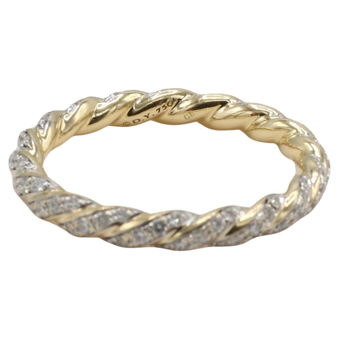 David Yurman Pavé Twist Band Ring 18 Karat Gelbgold mit natürlichen Diamanten (Moderne)