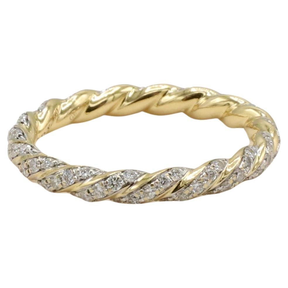 David Yurman Pavé Twist Band Ring 18 Karat Gelbgold mit natürlichen Diamanten (Rundschliff)