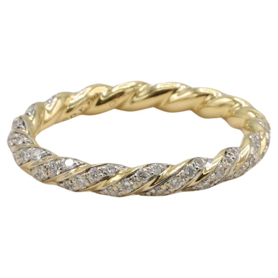 David Yurman Pavé Twist Band Ring 18 Karat Gelbgold mit natürlichen Diamanten im Zustand „Hervorragend“ in  Baltimore, MD