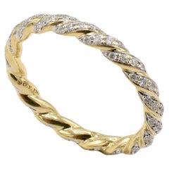 David Yurman Pavé Twist Band Ring 18 Karat Yellow Gold with Natural Diamonds