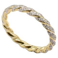 David Yurman Pavé Twist Band Ring 18 Karat Gelbgold mit natürlichen Diamanten