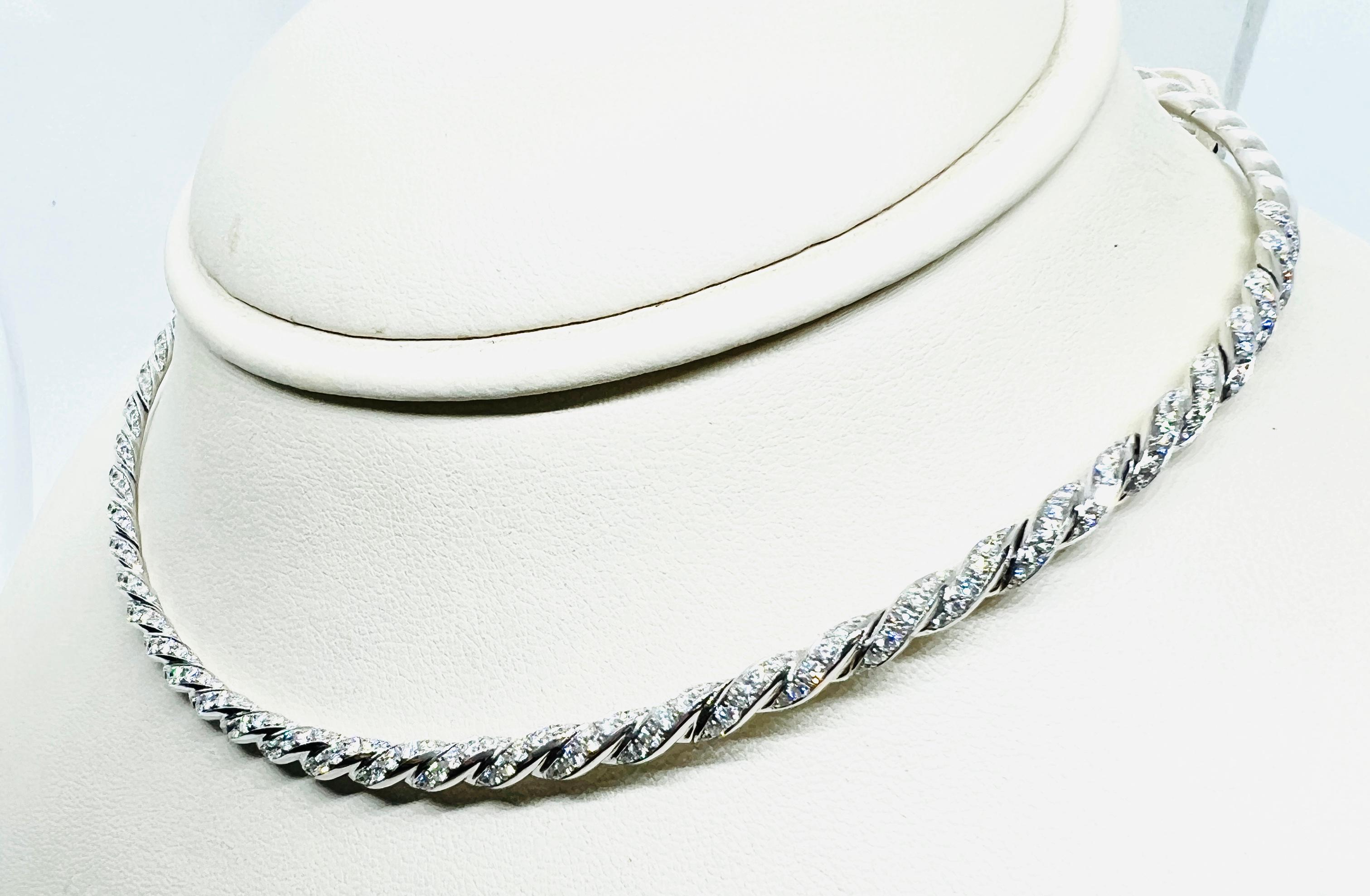 David Yurman Paveflex 18K Weißgold & Diamant 3,7mm Halskette im Zustand „Hervorragend“ in Birmingham, AL