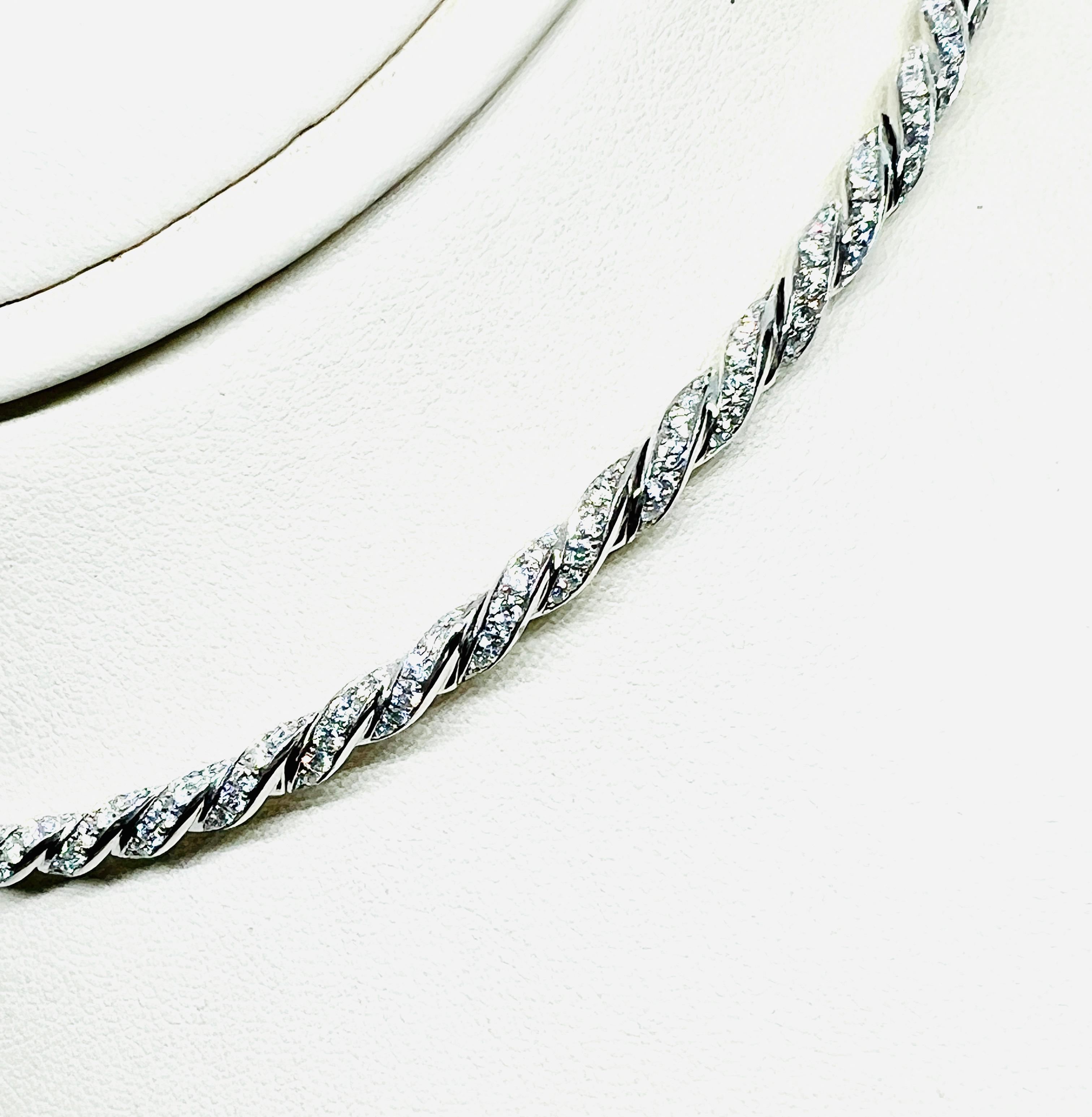 David Yurman Paveflex 18K Weißgold & Diamant 3,7mm Halskette für Damen oder Herren