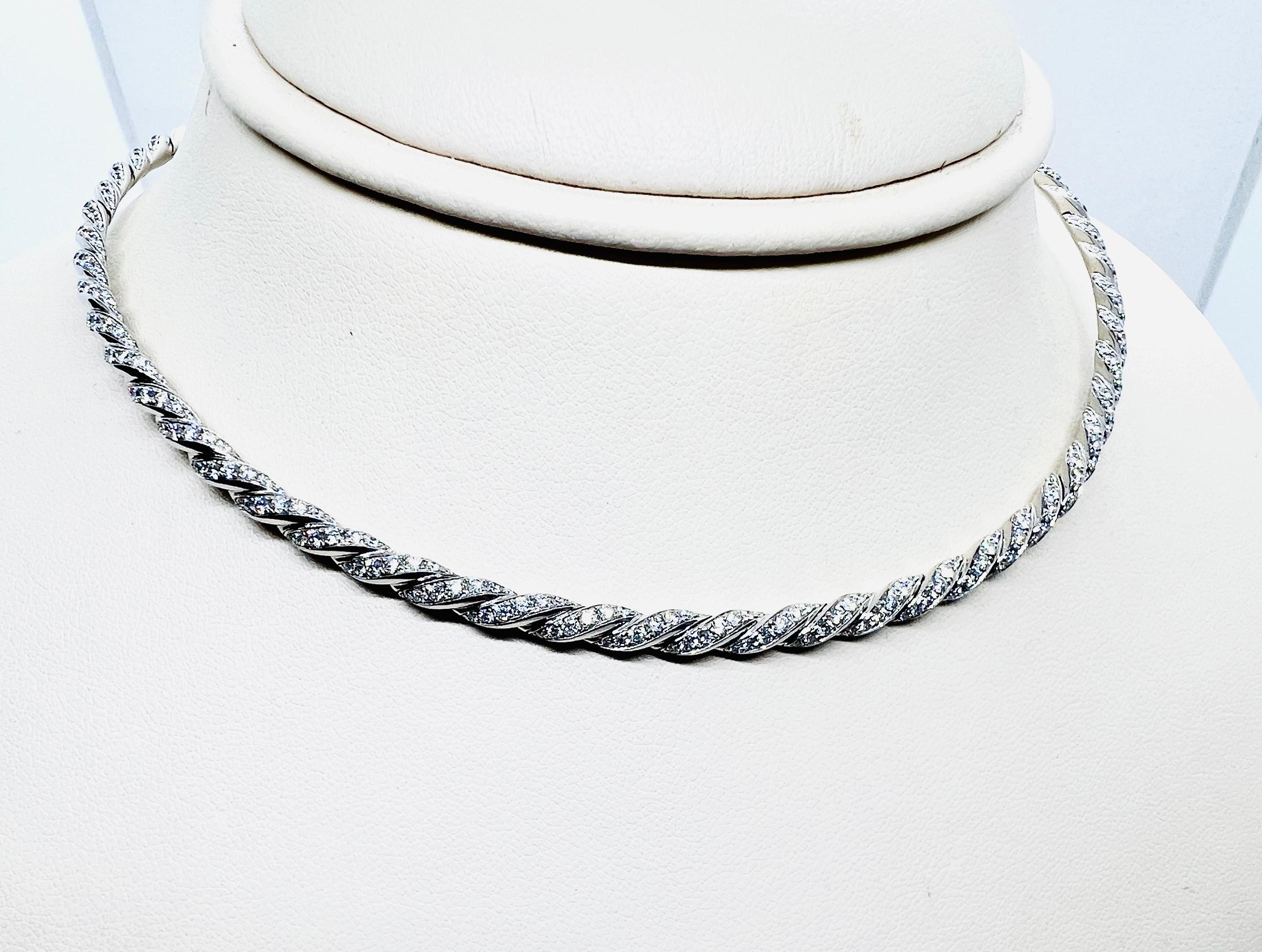 David Yurman Paveflex 18K Weißgold & Diamant 3,7mm Halskette 1