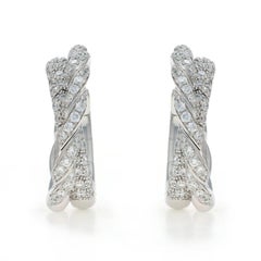 David Yurman Pavéflex Diamond Half-Hoop Earrings White Gold 18k 1.00ctw Pierced