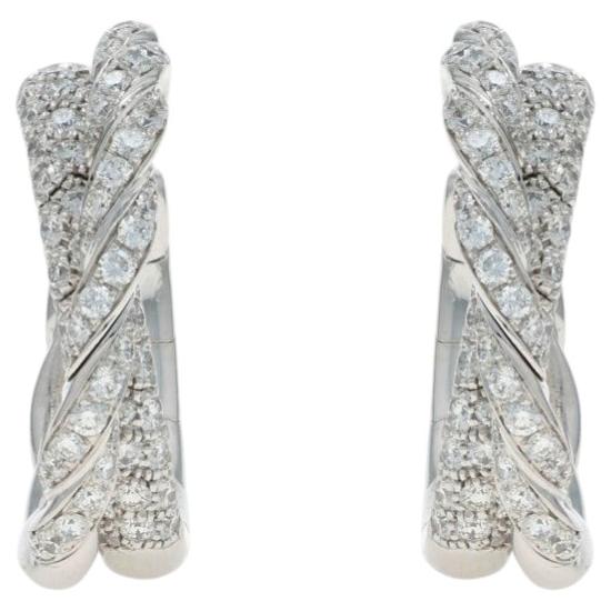 David Yurman Pavéflex Diamond Half-Hoop Earrings White Gold 18k 1.00ctw Pierced (Boucles d'oreilles demi-boucles en diamant)