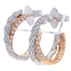 David Yurman Pavéflex Diamond Hoop Earrings - White Gold 18k Round 1.00ctw Twist