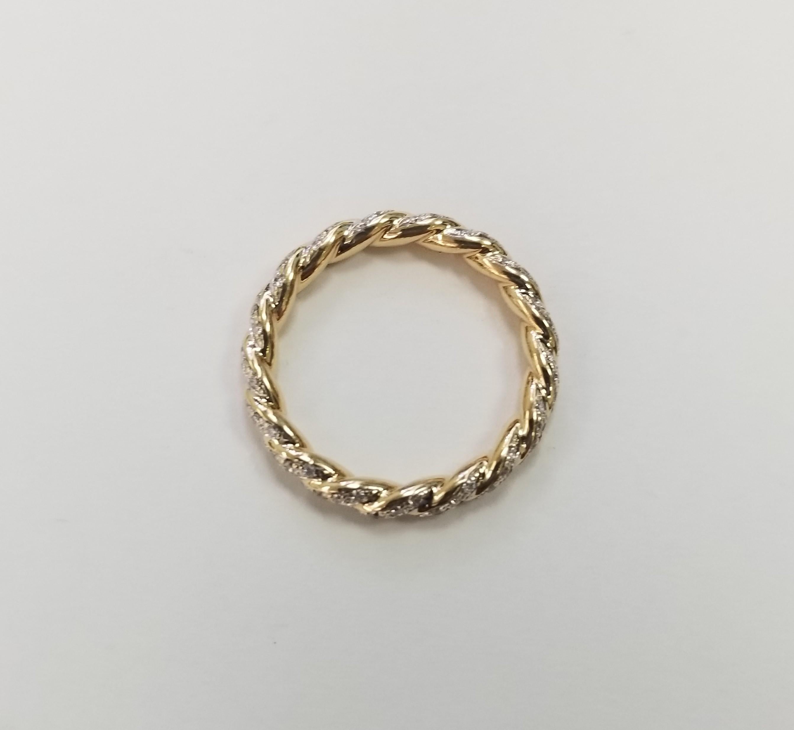 Lady's DAVID YURMAN made polished 18K yellow gold, diamond contemporary-style wedding band eternity. Engraved with 