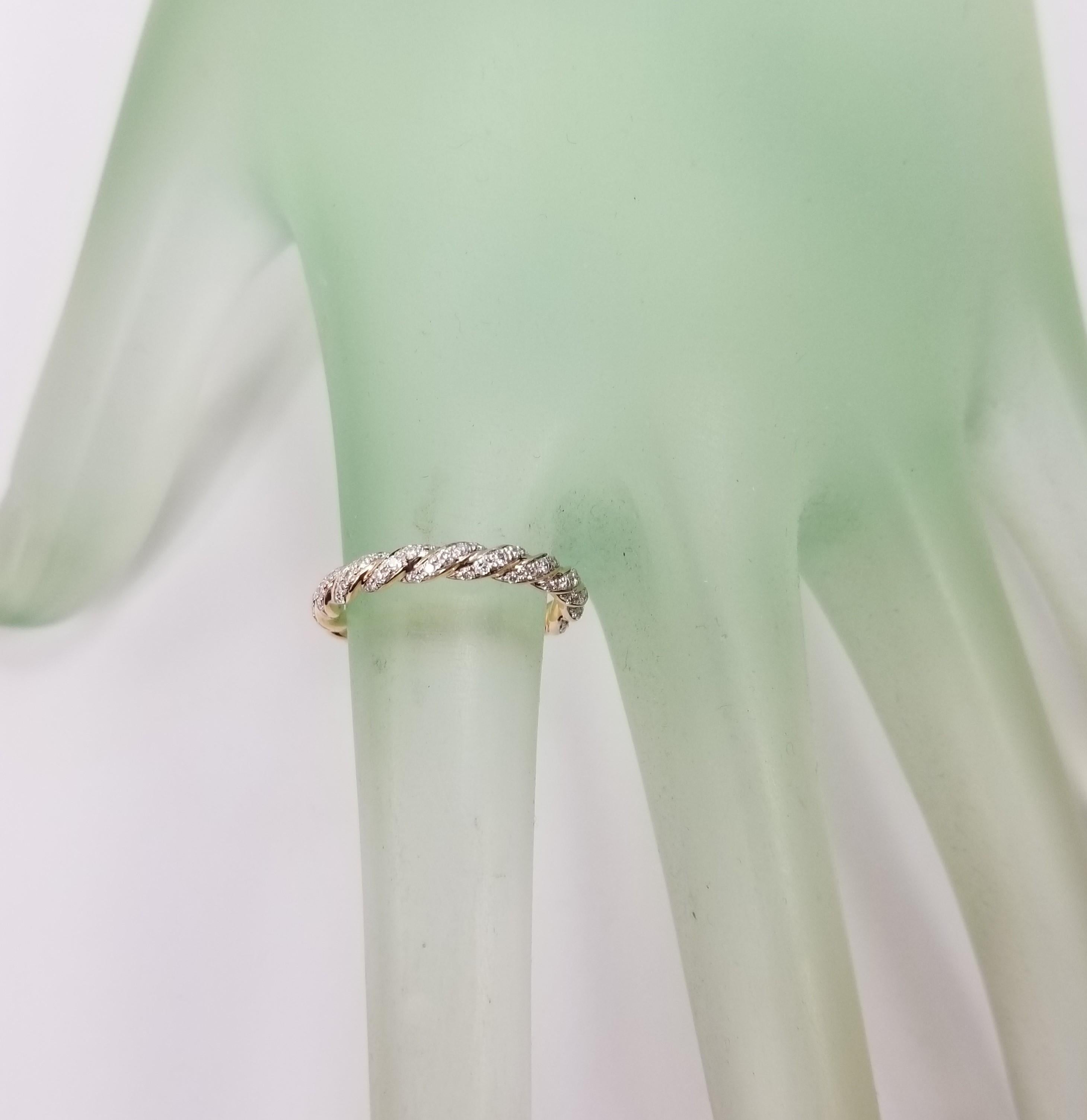 Contemporary David Yurman Paveflex Eternity Ring  Diamond 18k Yellow Gold 2.7mm - Size 4.5