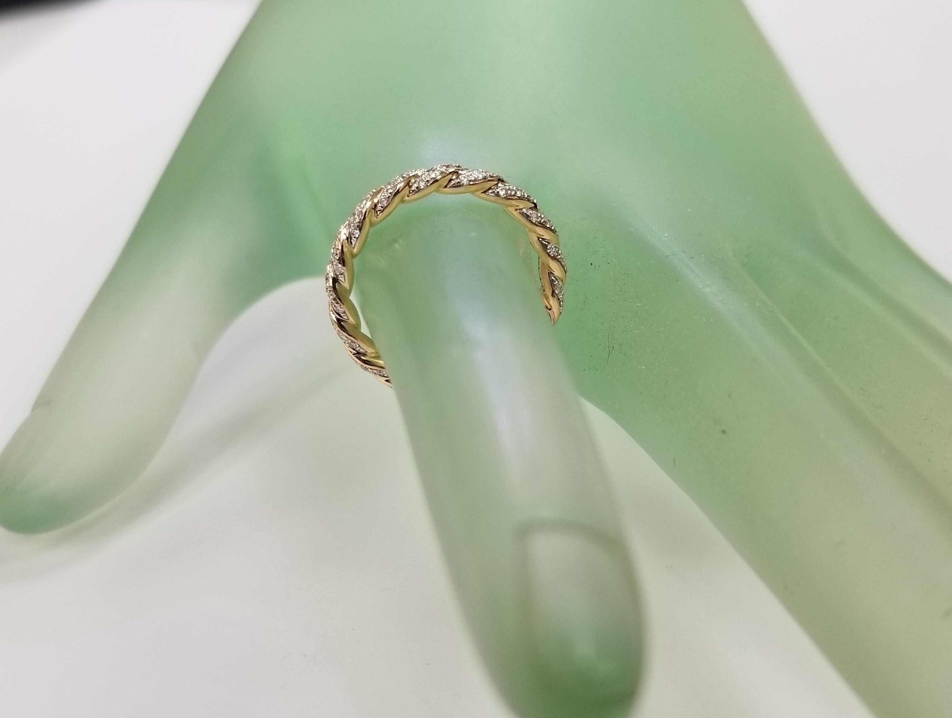 Round Cut David Yurman Paveflex Eternity Ring  Diamond 18k Yellow Gold 2.7mm - Size 4.5