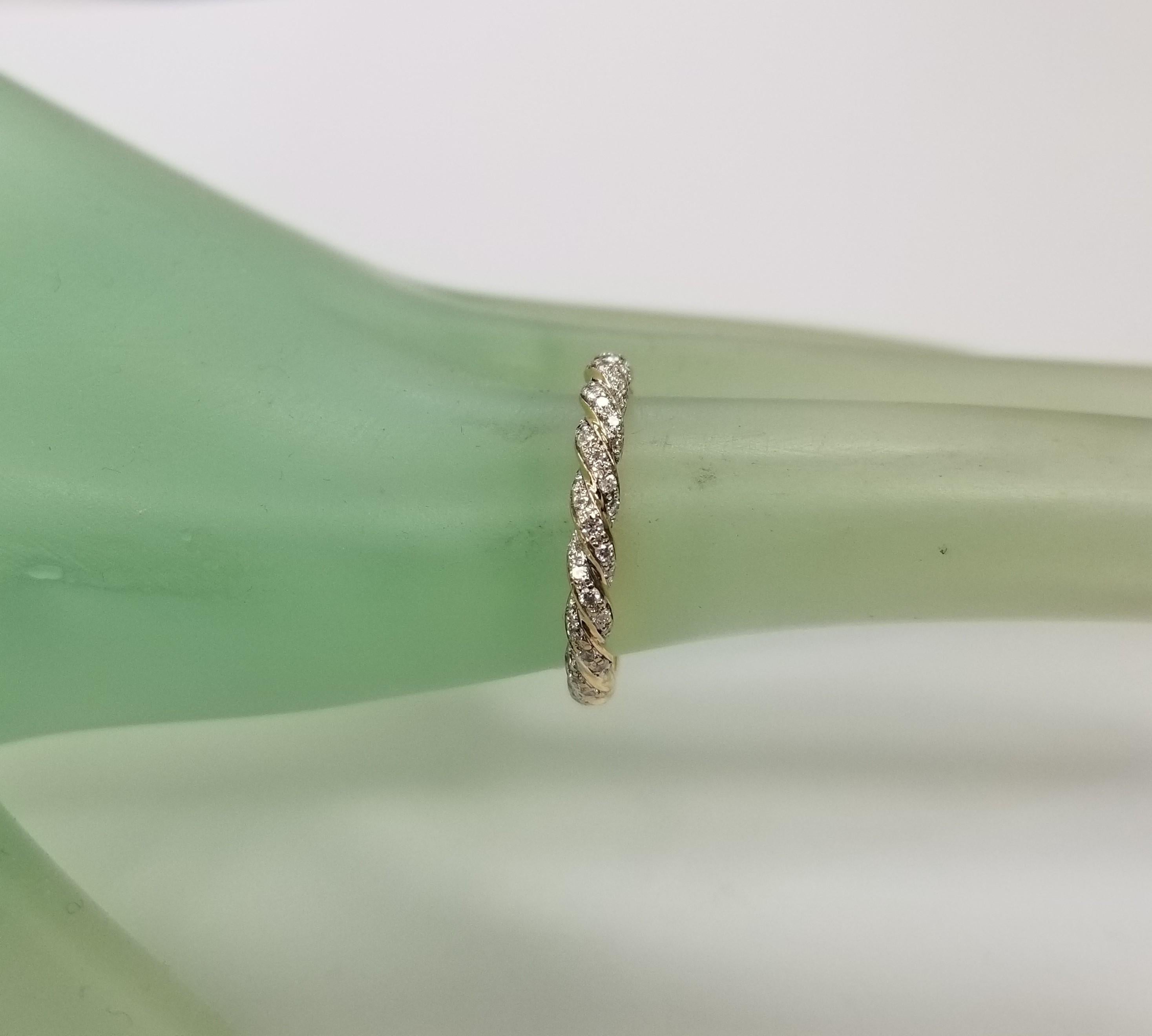 David Yurman Paveflex Eternity Ring  Diamond 18k Yellow Gold 2.7mm - Size 4.5 In Excellent Condition In Los Angeles, CA