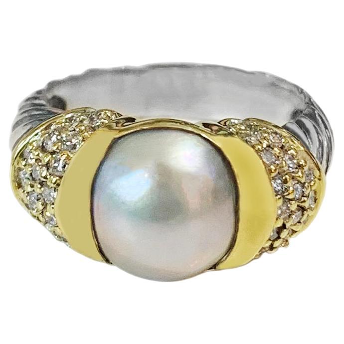 DAVID YURMAN Pearl & Diamond Cocktail Ring