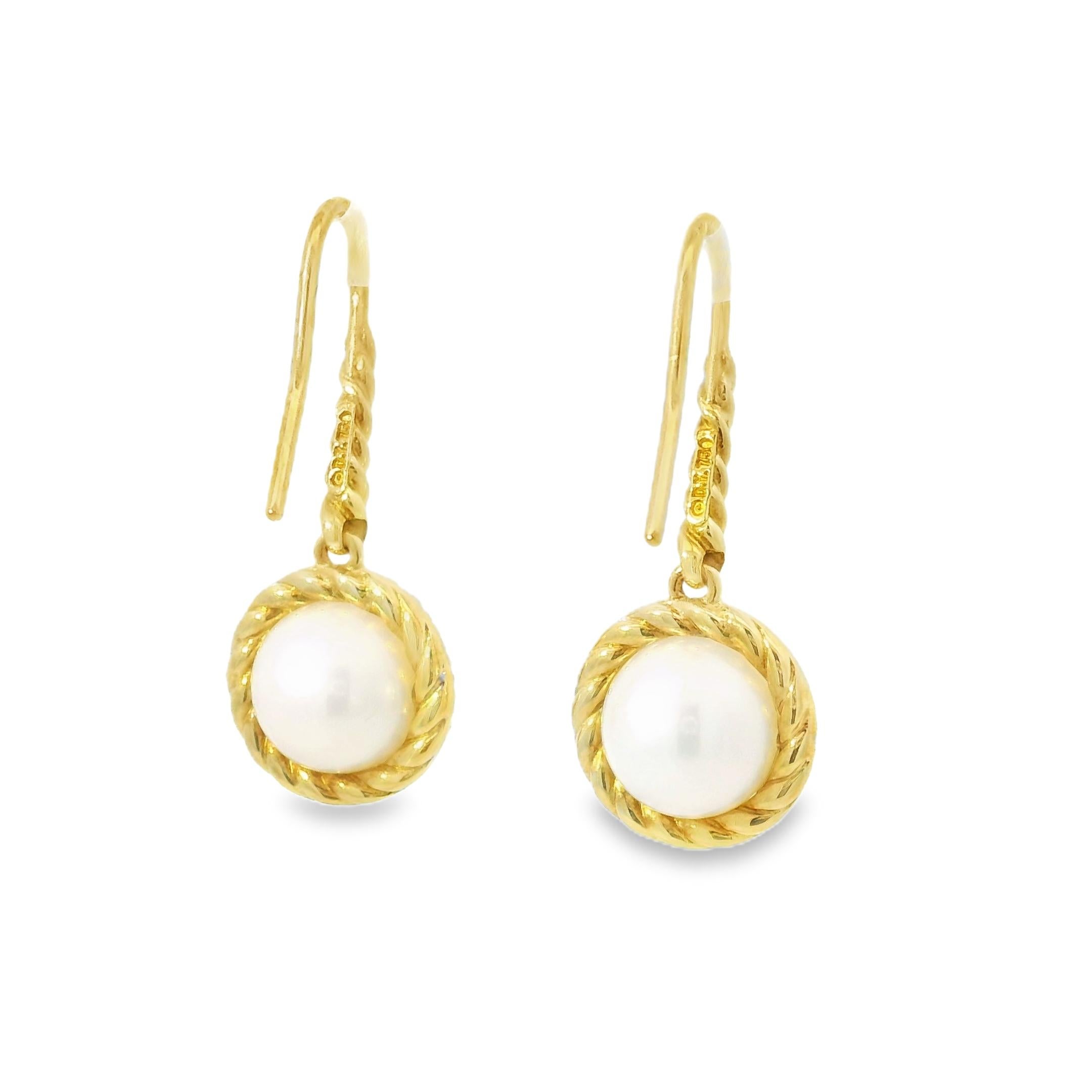 Women's David Yurman Pearl & Natural Diamond Halo 18-Karat Earrings In Stock For Sale