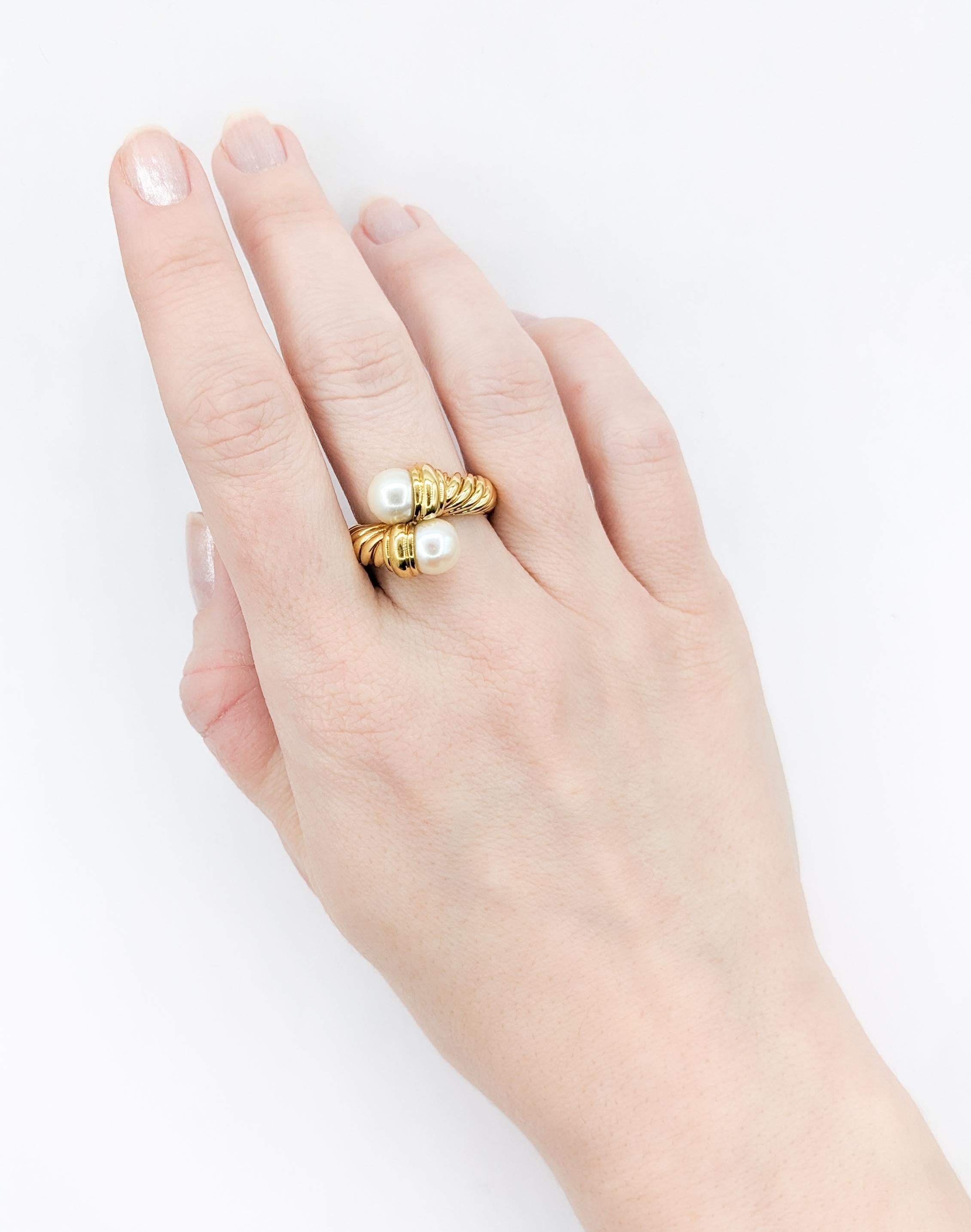 Modern David Yurman Pearl Ring In Yellow Gold For Sale