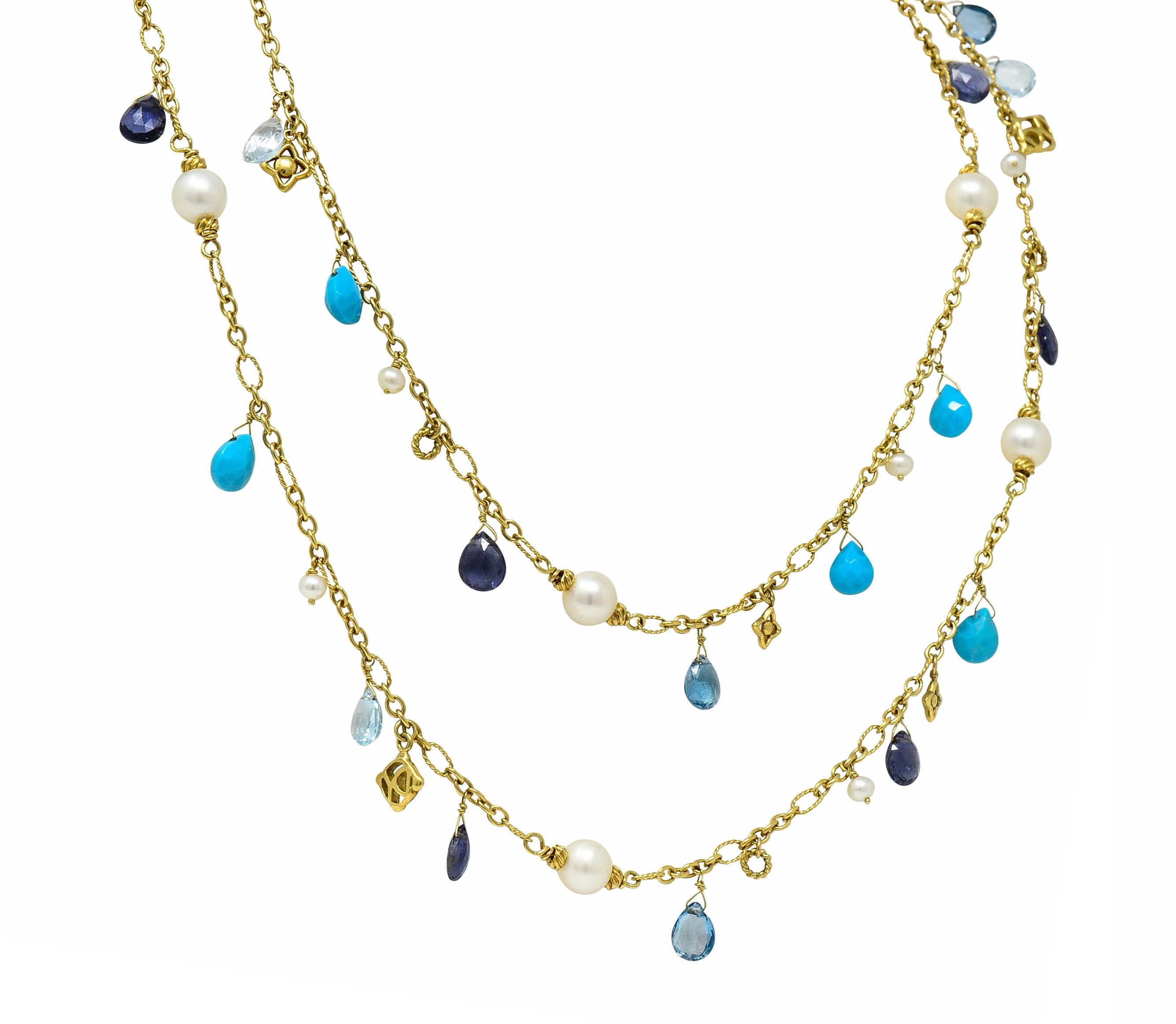 blue topaz station necklace