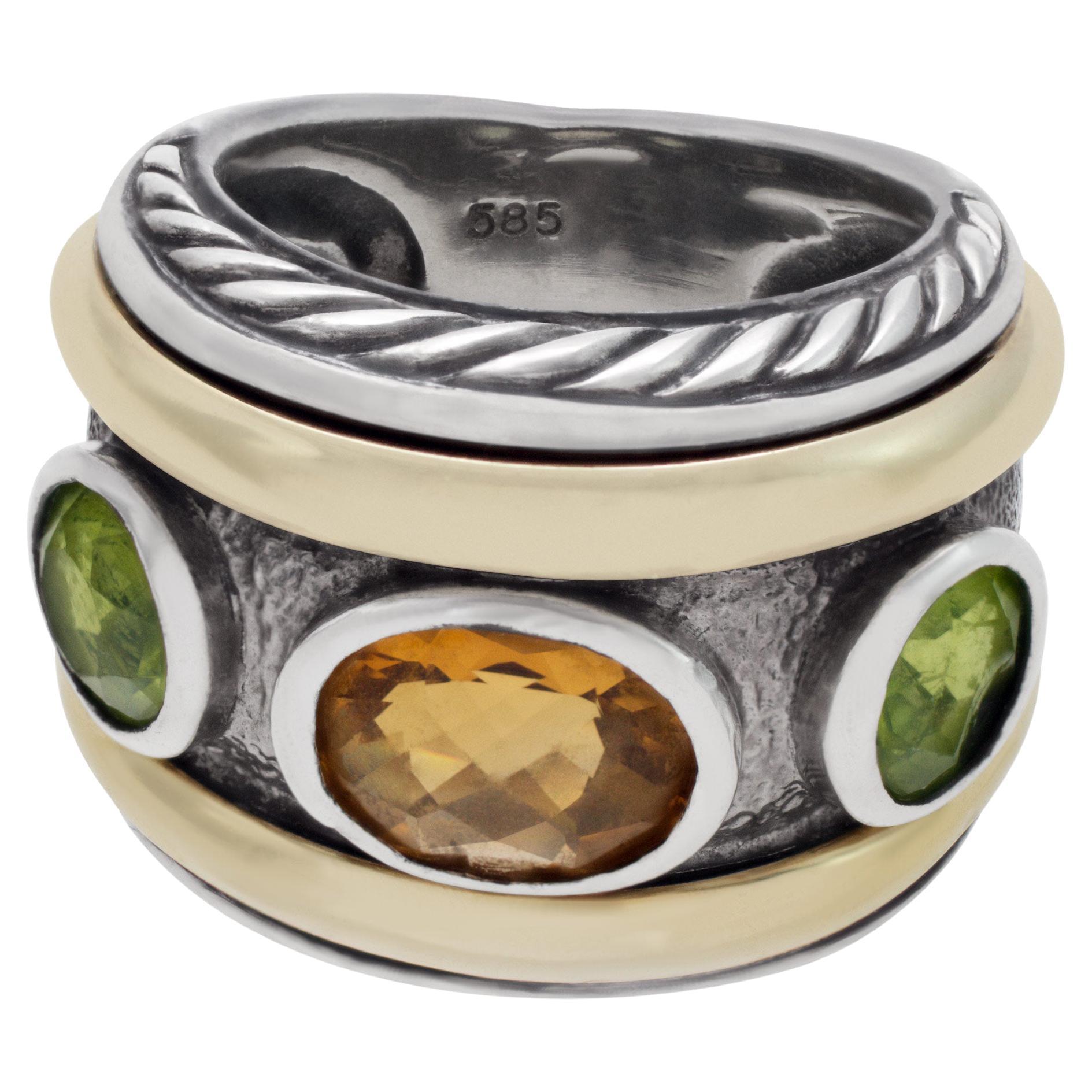 David Yurman Peridot and Citrine in 14k Gold and Sterling Silver in Ring