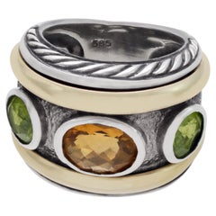 David Yurman Peridot and Citrine in 14k Gold and Sterling Silver Ring