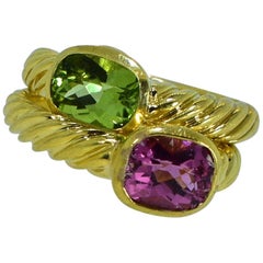 David Yurman Peridot and Pink Tourmaline Rings