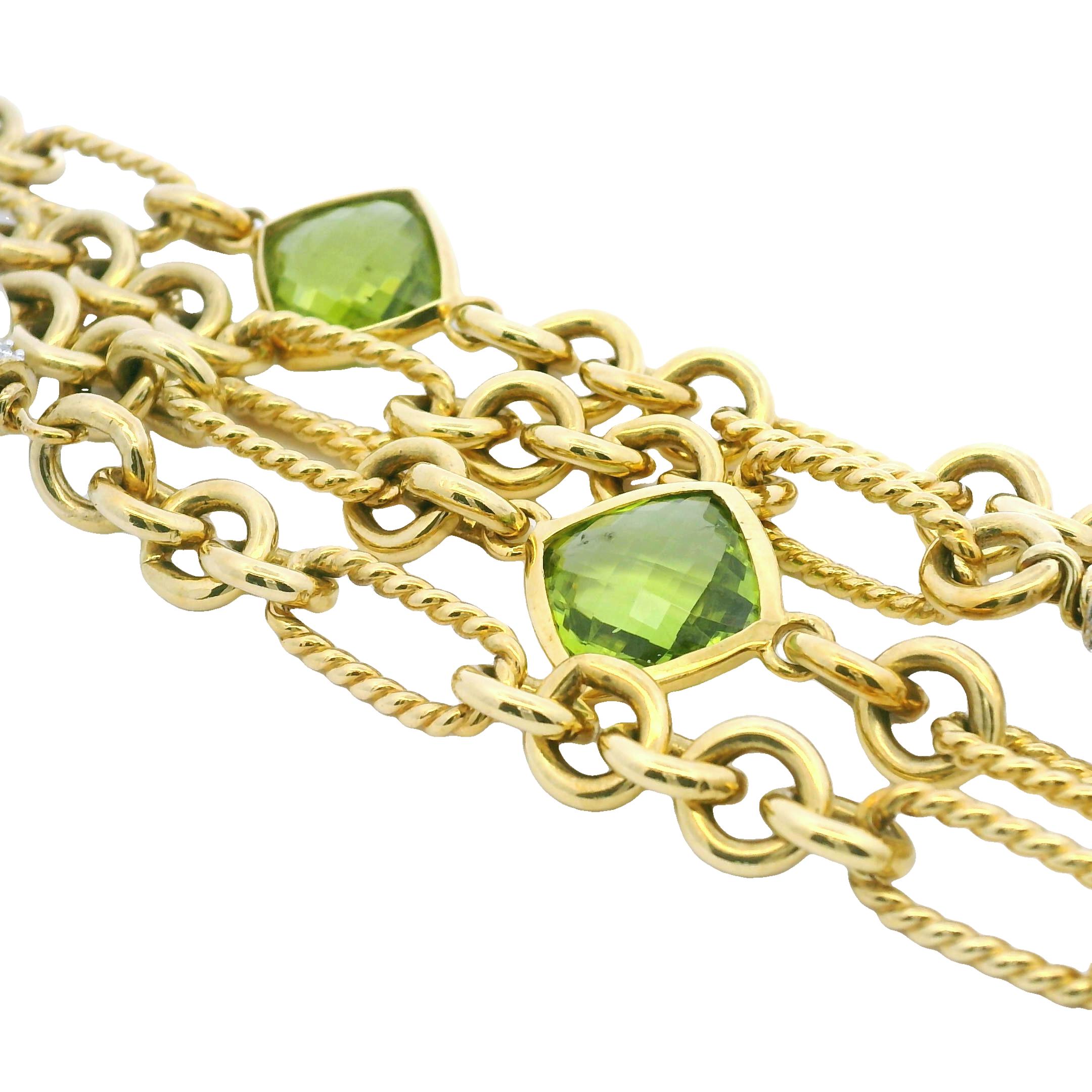 David Yurman Peridot, Pearl & Diamond Oval-Link 18-Karat Bracelet En Stock en Excelente estado para la venta en Boca Raton, FL