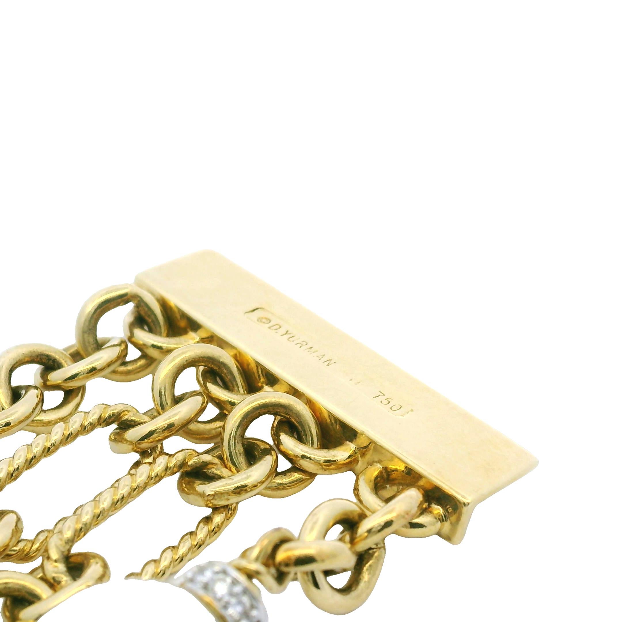 David Yurman Peridot, Pearl & Diamond Oval-Link 18-Karat Bracelet En Stock en venta 2
