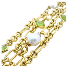 David Yurman Bracciale con perle, perle e diamanti a maglie ovali 18 carati In magazzino