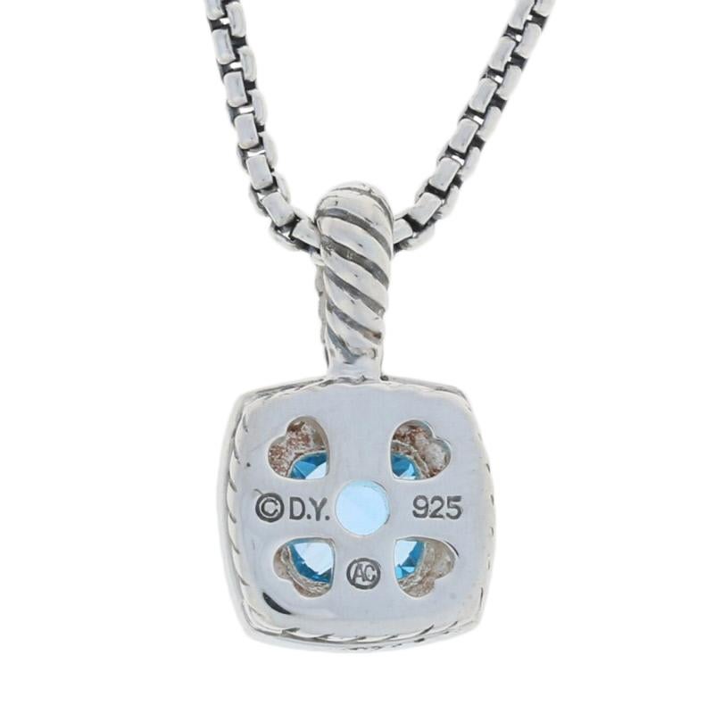 David Yurman Petite Albion Topaz and Diamond Pendant Necklace Ster Halo In Excellent Condition In Greensboro, NC
