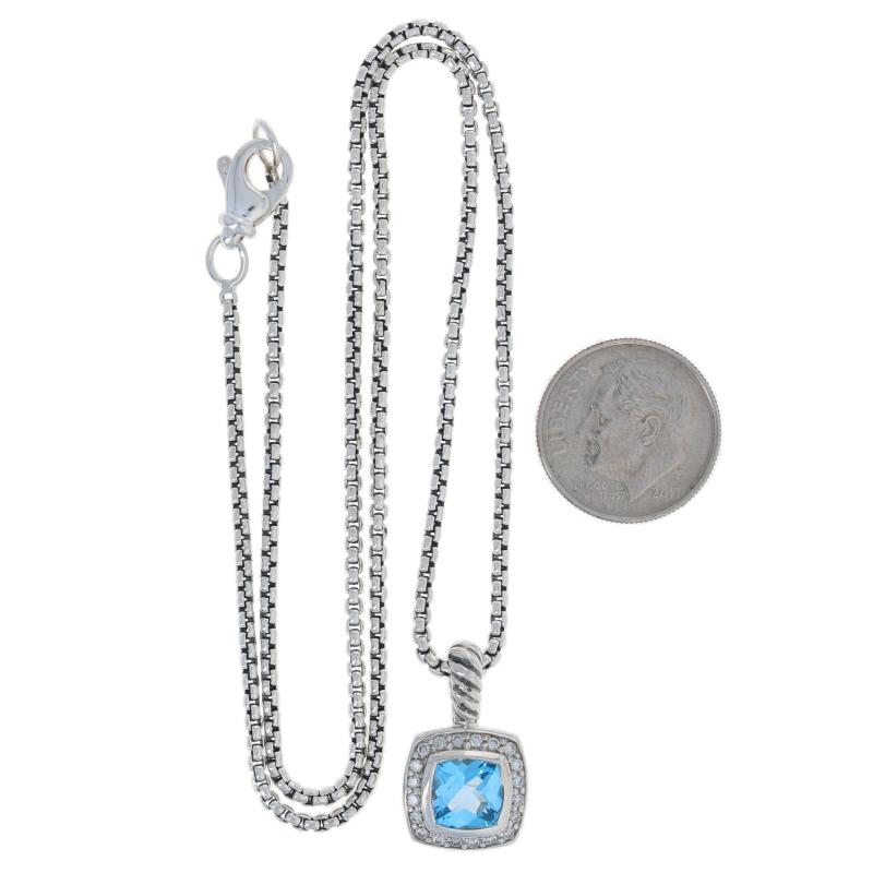David Yurman Petite Albion Topaz and Diamond Pendant Necklace Ster Halo 1