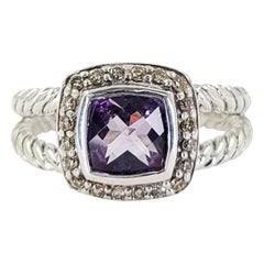 David Yurman Petite Albion Amethyst & Diamond Ring