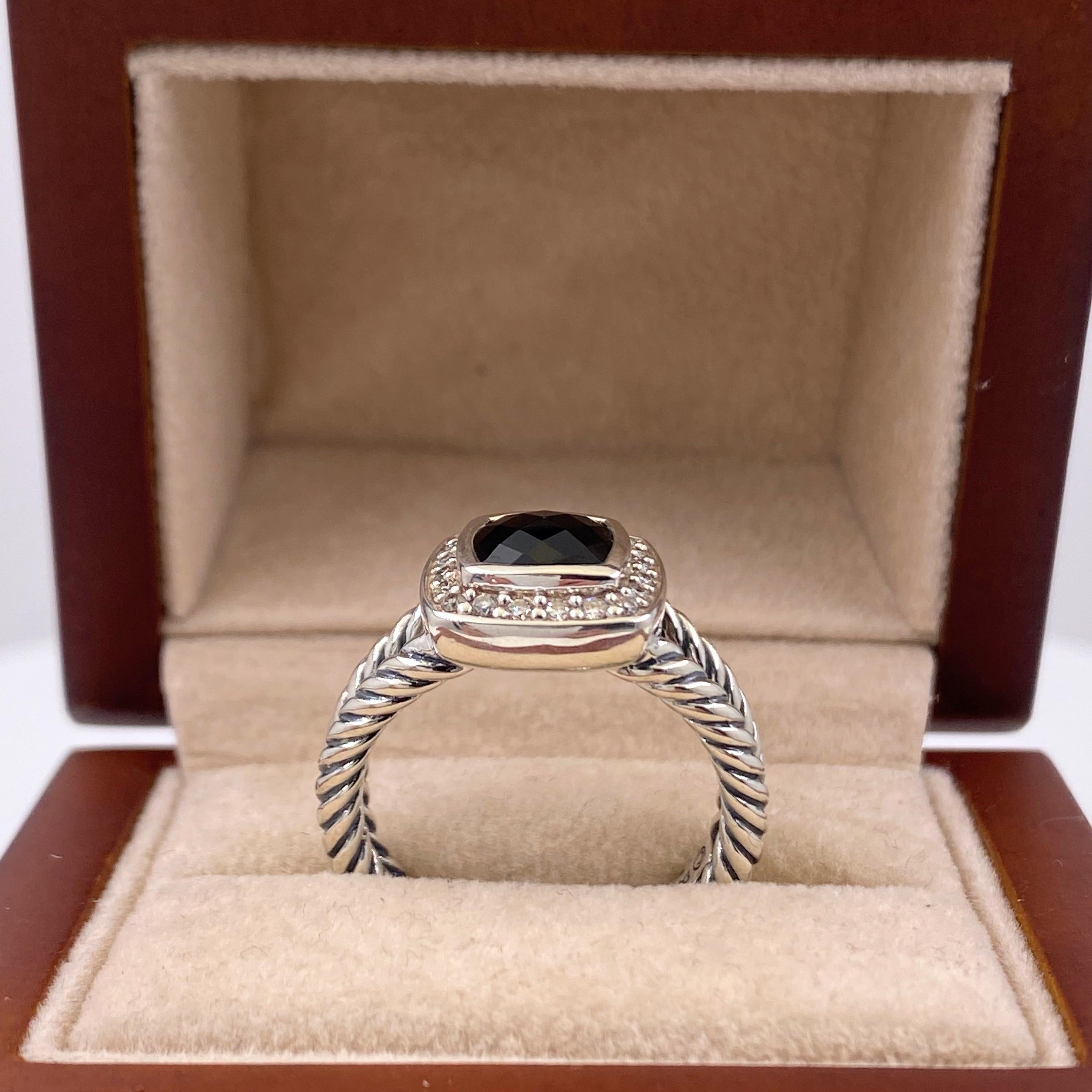 David Yurman Petite Albion Black Onyx with Diamonds 7 MM Ring 3