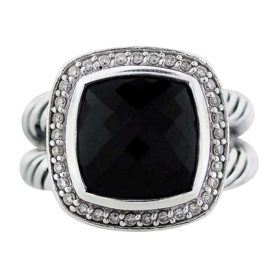 David Yurman Petite Albion Black Onyx with Diamonds 7 MM Ring at ...