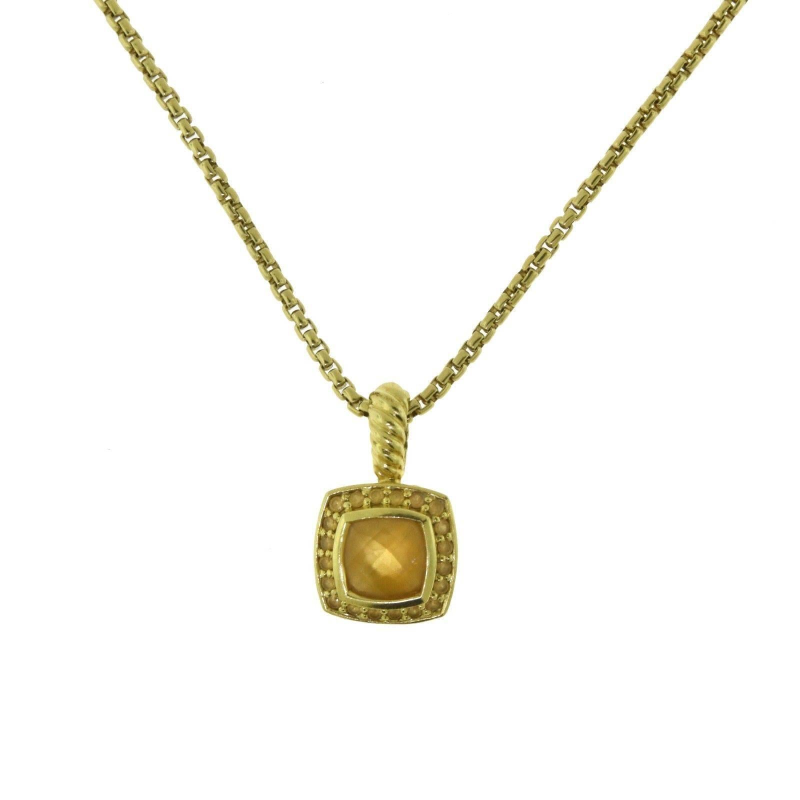 Designer: David Yurman
Collection: Albion
Metal: 18k Yellow Gold
Stones: Citrine
Citrine Dimensions: 6.97 mm
Total Item Weight (g): 13.4
Necklace Length: 16 inches
Pendant Dimensions: 11.77 mm