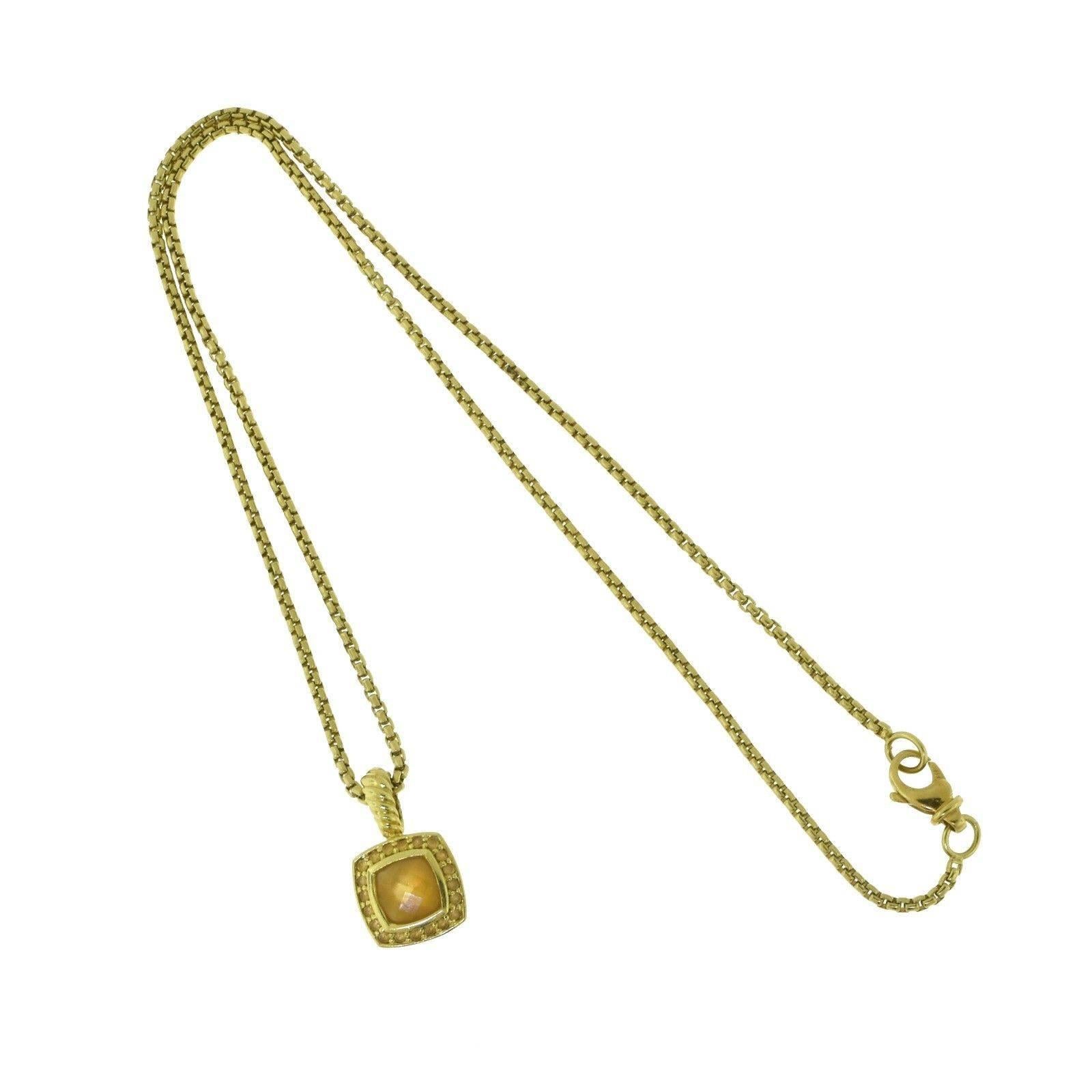 David Yurman Petite Albion Citrine 18 Karat Yellow Gold Necklace In Excellent Condition For Sale In Miami, FL