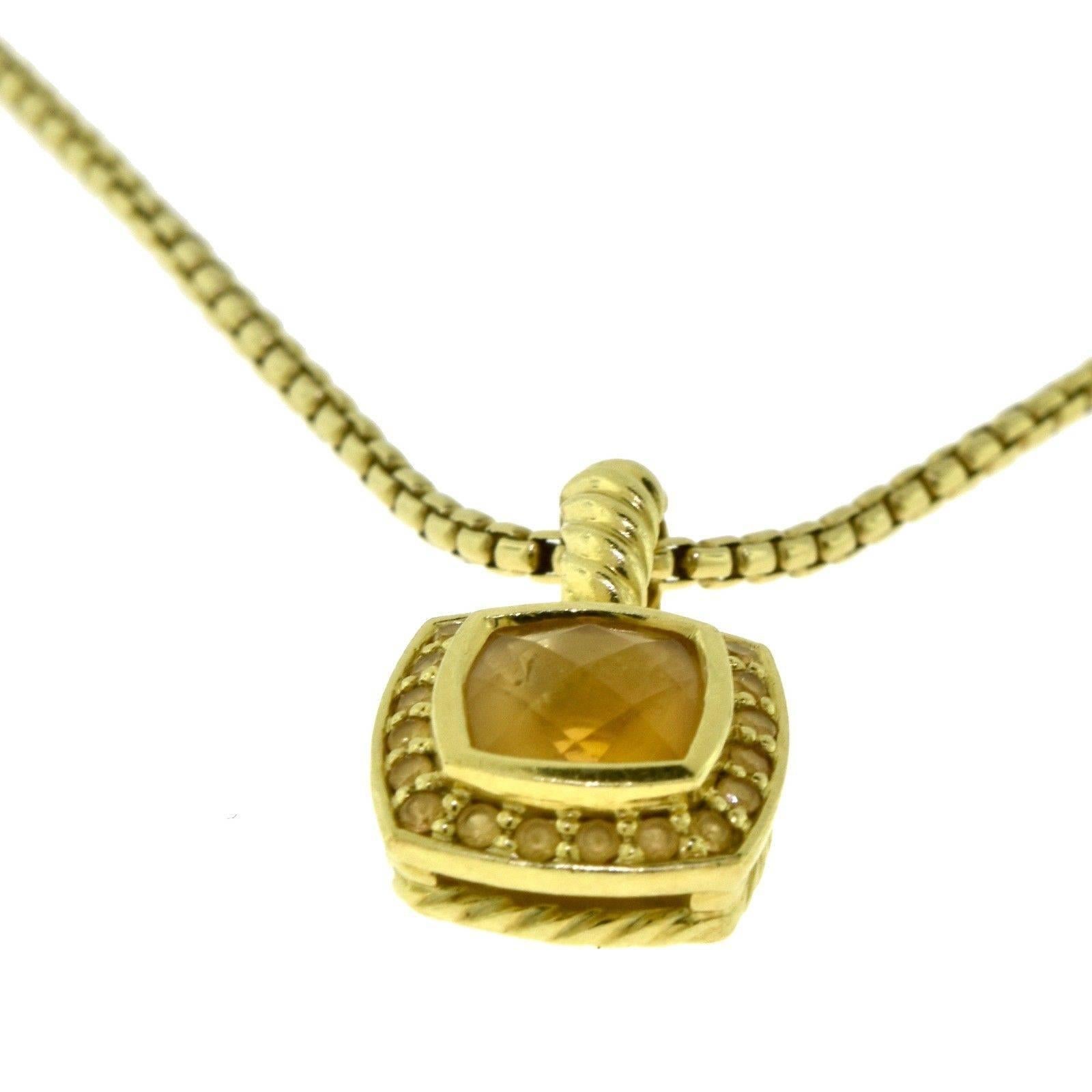 Women's or Men's David Yurman Petite Albion Citrine 18 Karat Yellow Gold Necklace For Sale