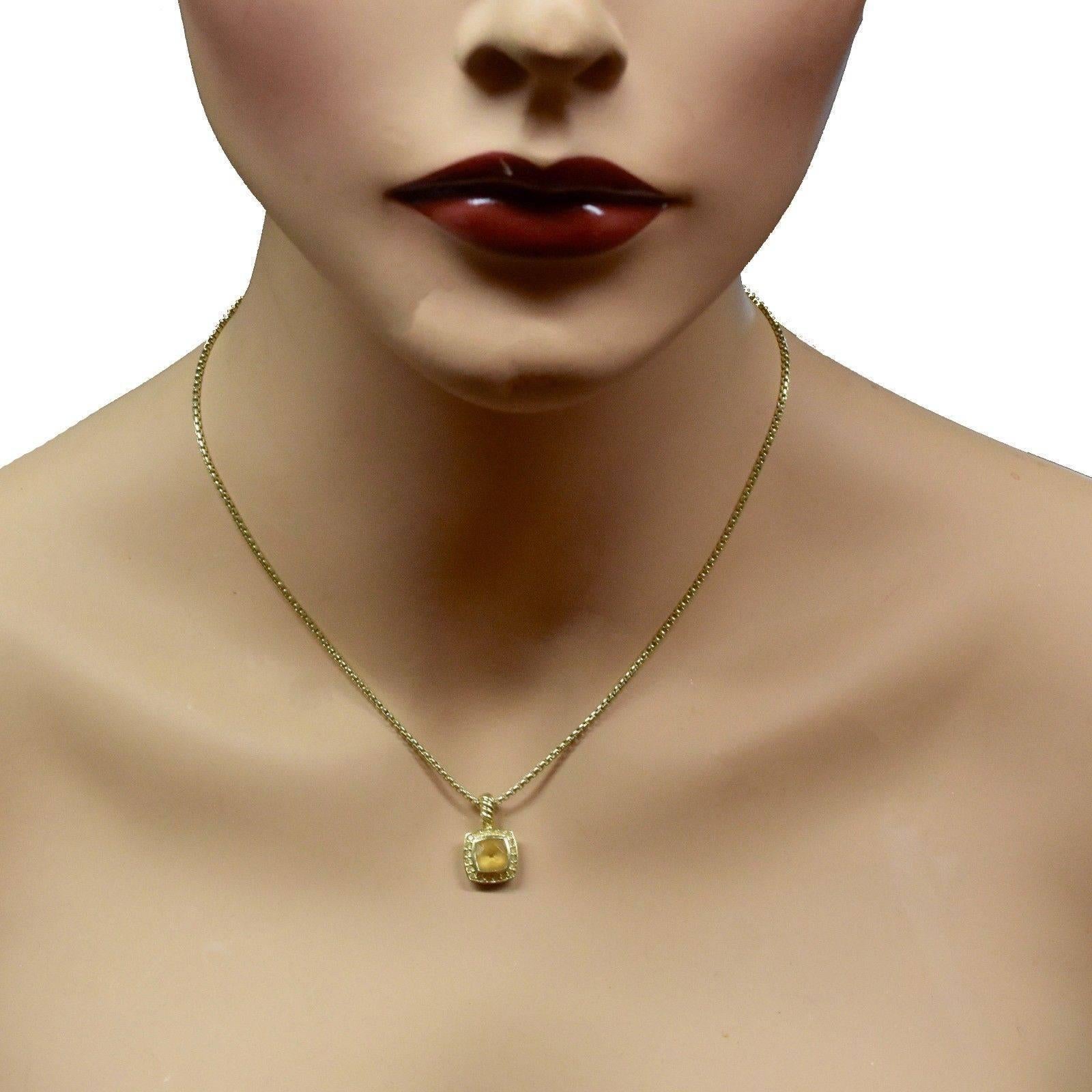 David Yurman Petite Albion Citrine 18 Karat Yellow Gold Necklace For Sale 2