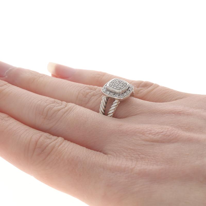 David Yurman Petite Albion Diamantring - Sterling 925 rund .37ctw Cluster Halo Damen