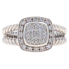 David Yurman Petite Albion Diamantring - Sterling 925 rund .37ctw Cluster Halo