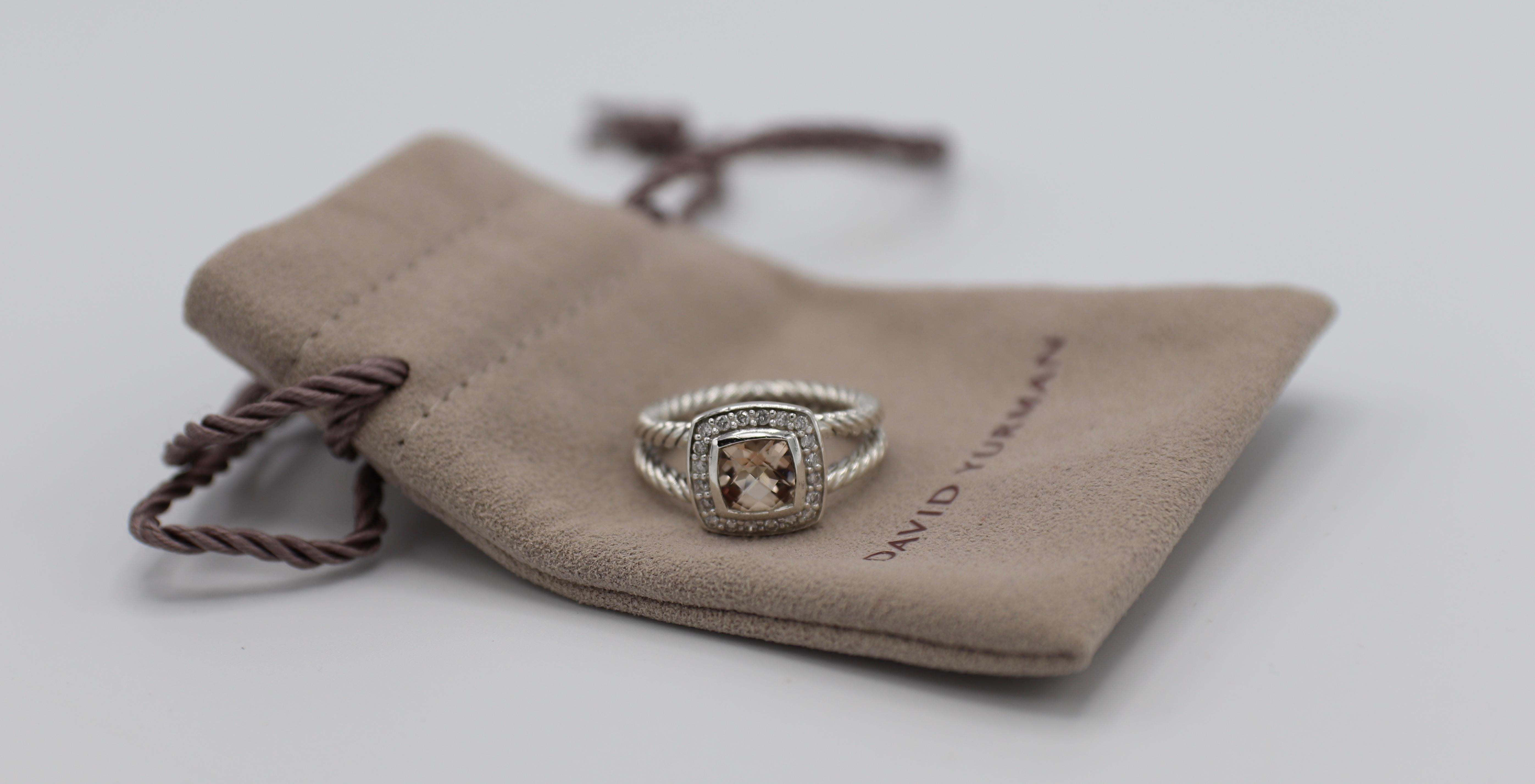 Women's David Yurman Petite Albion Morganite and Diamond Ring Sterling Silver