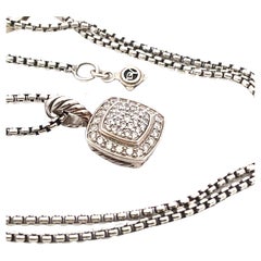 David Yurman Petite Albion Pendant Necklace in Sterling Silver with Pavé Diamon