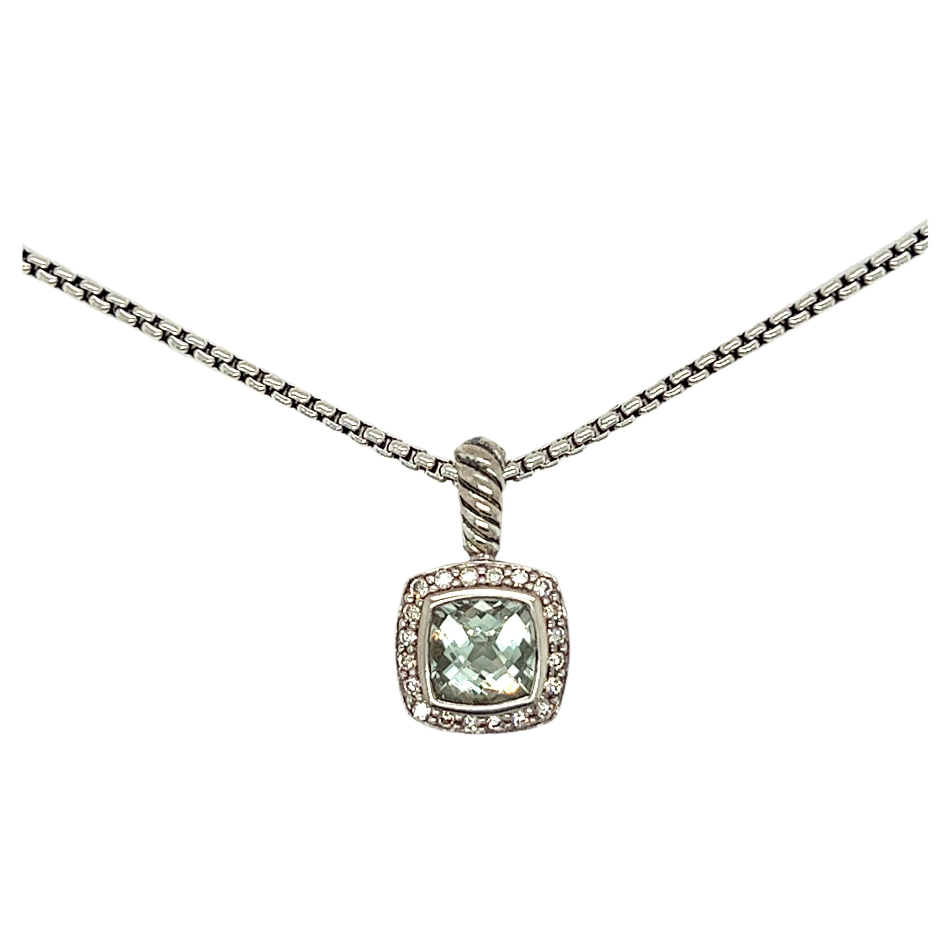 David Yurman Petite Albion Prasiolite Pendant Necklace in Sterling Silver For Sale
