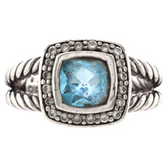 David Yurman Petite Albion Ring Sterling Silver with Topaz and Diamonds