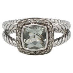David Yurman Petite Albion Sterling Silver Prasiolite & Natural Diamond Ring