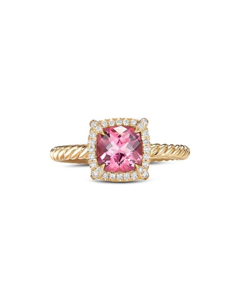 David Yurman Petite Chatelaine Pavé Bezel Ring in Gold with Pink Tourmaline  at 1stDibs