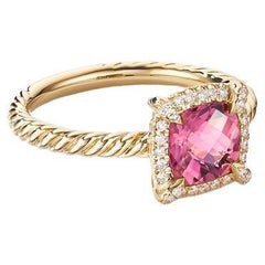 David Yurman Petite Chatelaine Pavé Bezel Ring in Gold with Pink Tourmaline